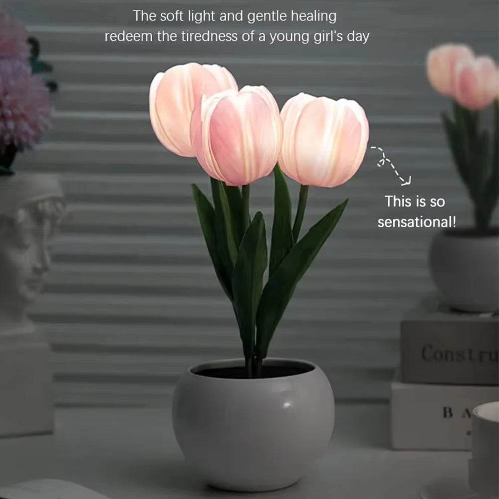 LED Tulip Lamp Night Simulation Flower Atmosphere Desk Light Room Table Decoration Lamp Gift for Girl Friend