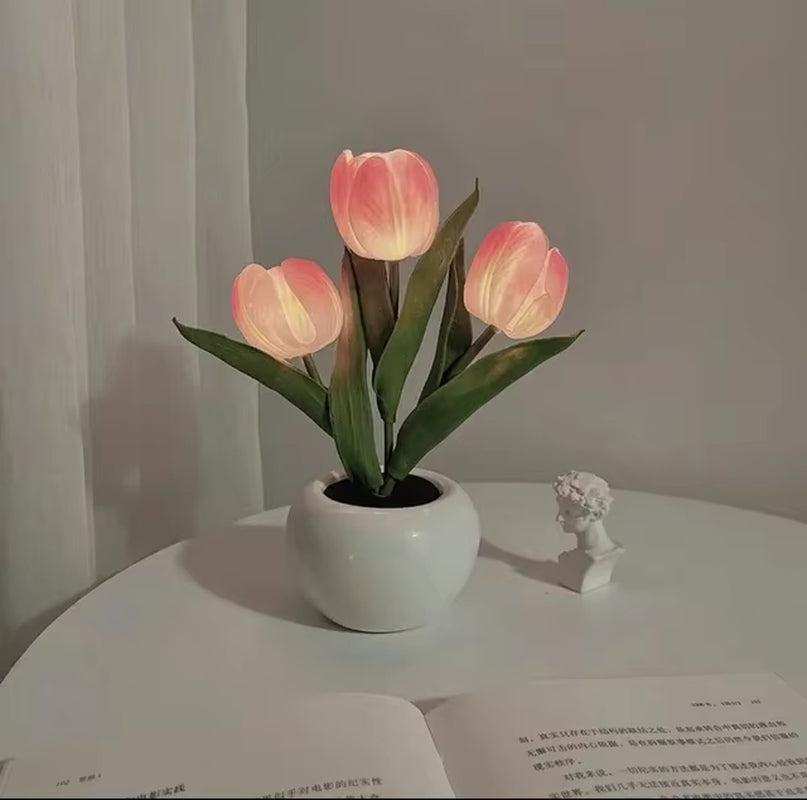 LED Tulip Lamp Night Simulation Flower Atmosphere Desk Light Room Table Decoration Lamp Gift for Girl Friend