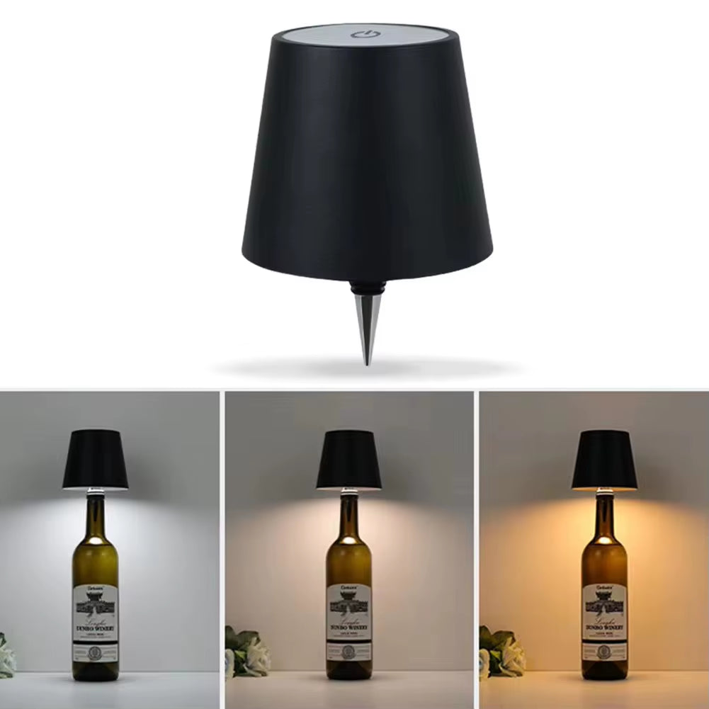 Wireless Bottle Table Lamp Touch Control of 3 Colors and Stepless Dimming Night Lamp Suitable for Bar Wine Bottles Desk Lights