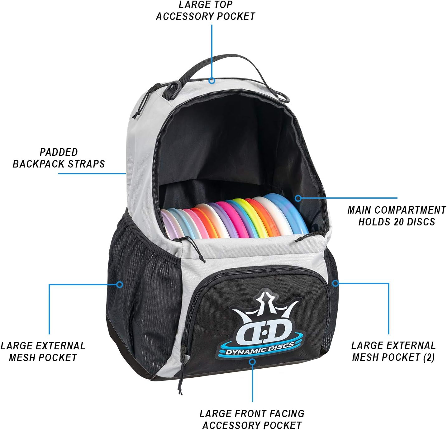 Cadet Disc Golf Backpack | Frisbee Disc Golf Bag with 17+ Disc Capacity | Introductory Disc Golf Backpack | Lightweight and Durable | Discs NOT Included