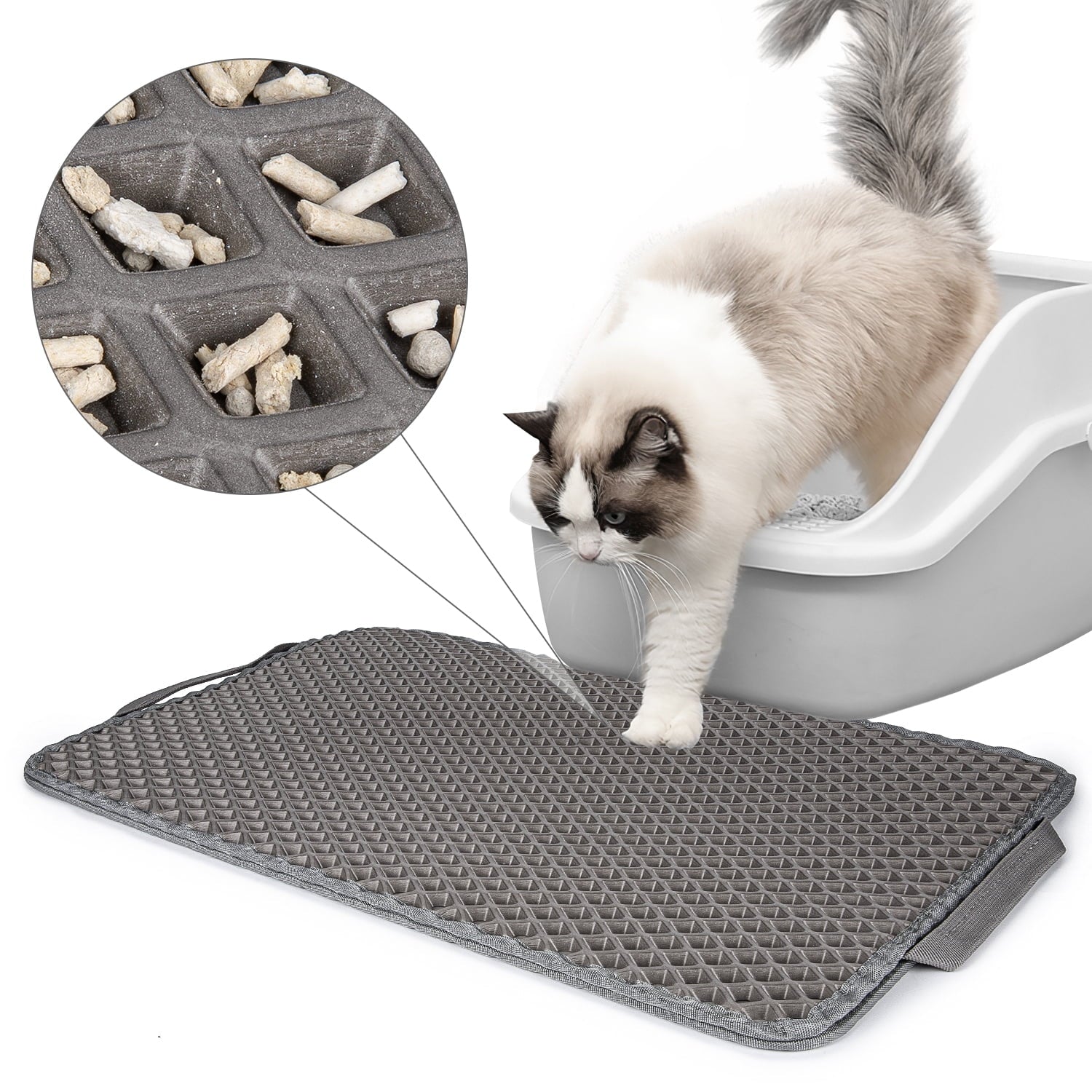 Double Layer anti Tracking Waterproof Cat Litter Trapping Mat Gray