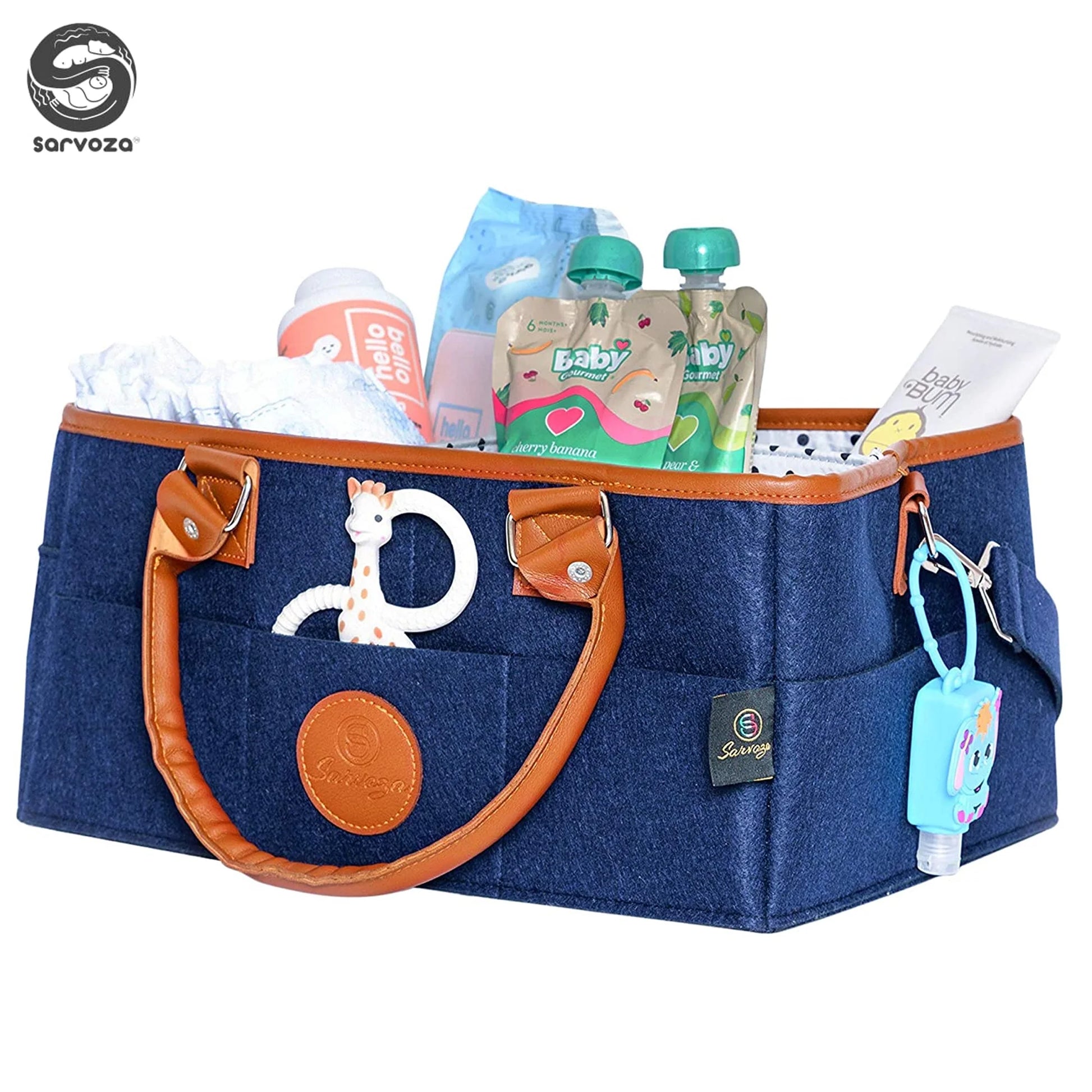 Diaper Caddy Organizer Bag Storage Tote for Baby Stuff Gifts for Moms Blue