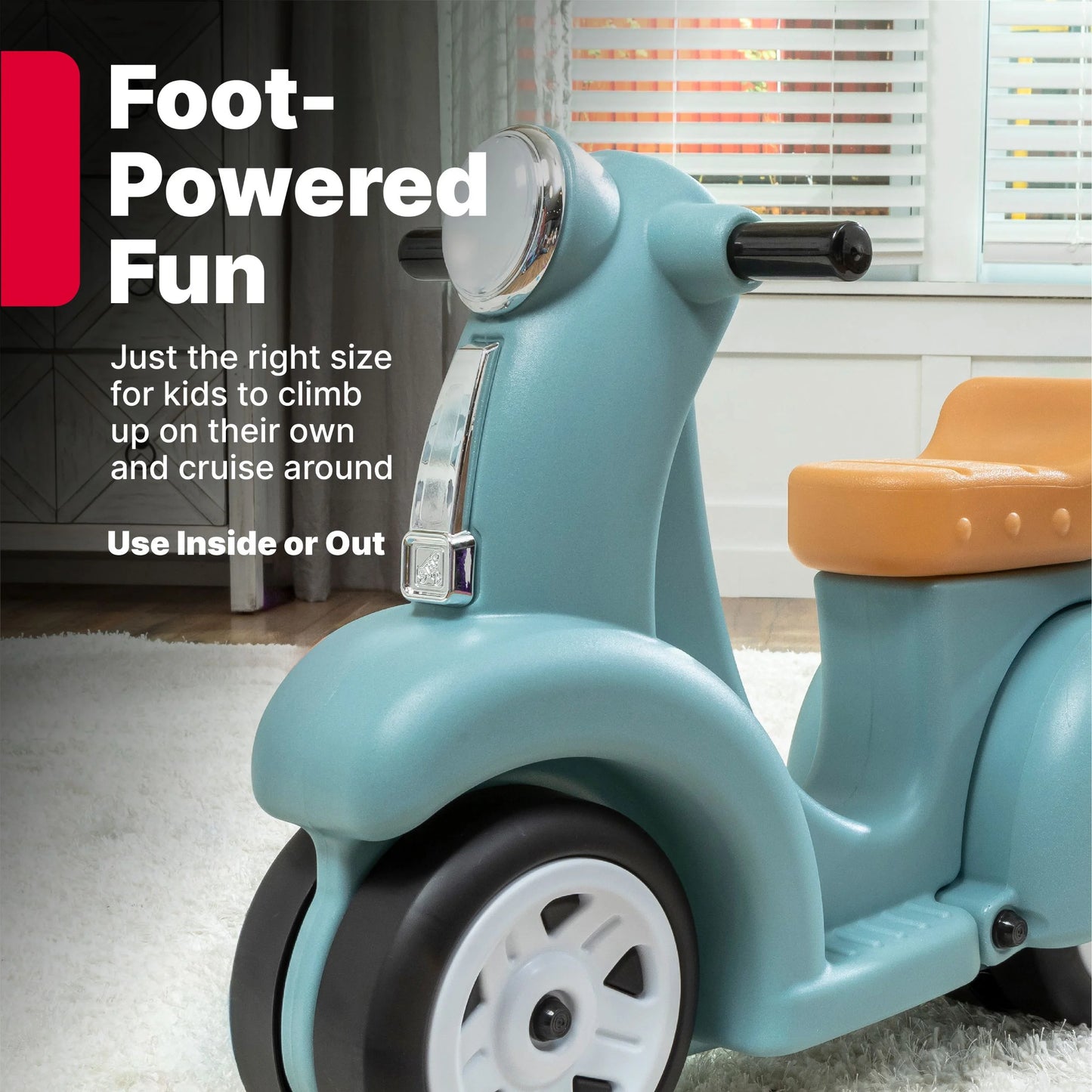 Ride along Scooter Aqua Ride on Toy with Vintage-Style Design, Foot-To-Floor Toddler Scooter with Four Wheels for Extra Stability