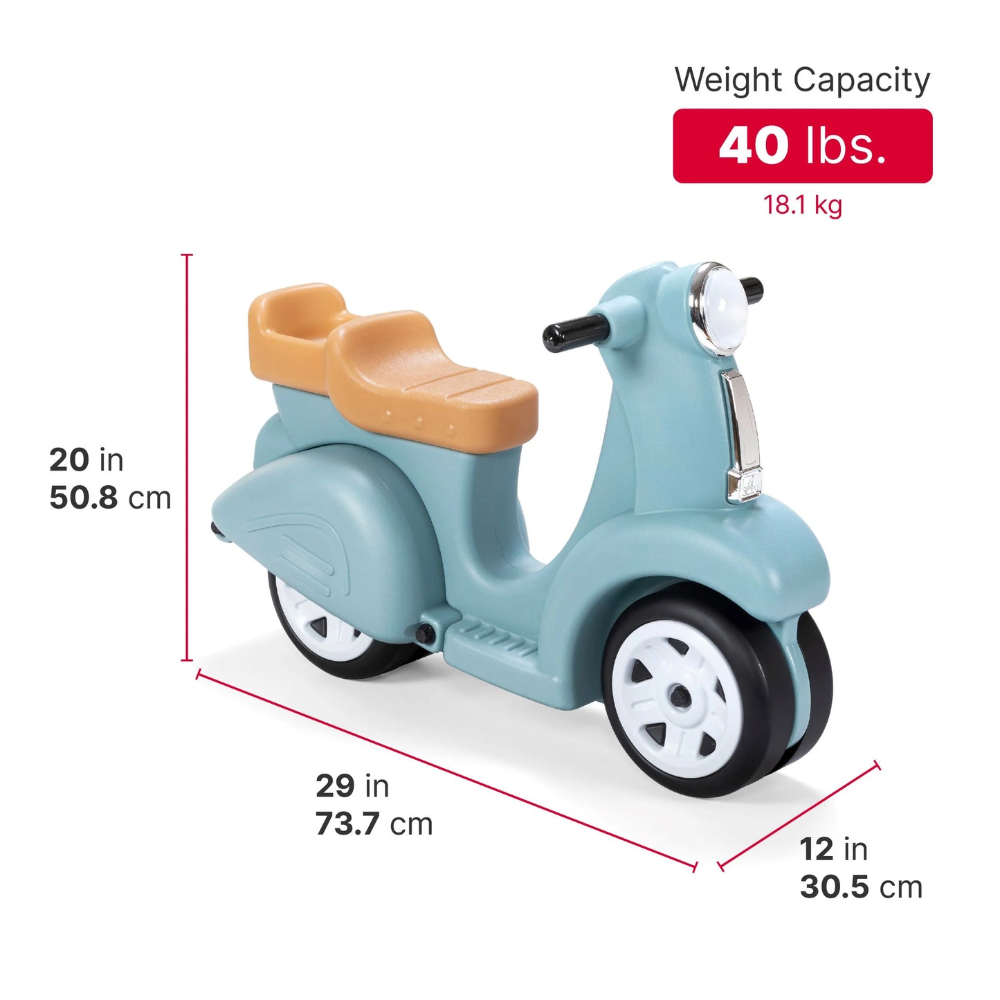 Ride along Scooter Aqua Ride on Toy with Vintage-Style Design, Foot-To-Floor Toddler Scooter with Four Wheels for Extra Stability