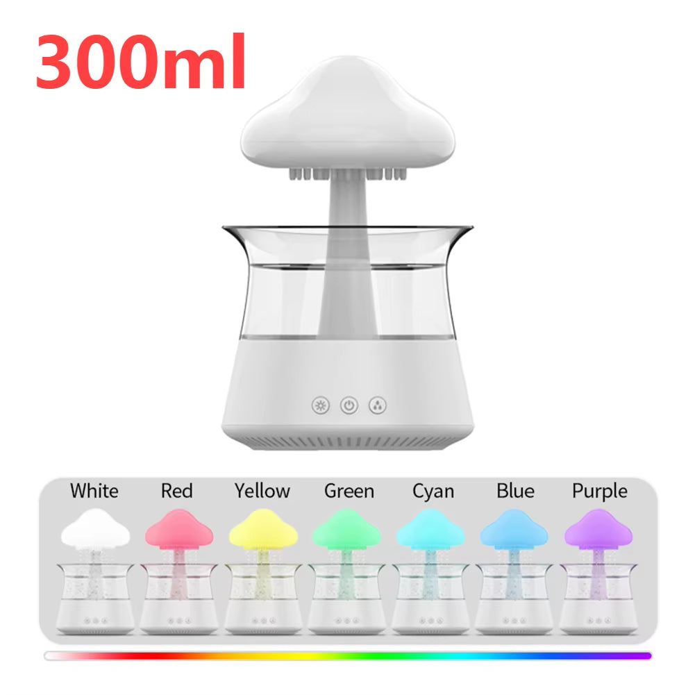 Mushroom Rain Air Humidifier Electric Aroma Diffuser Rain Cloud Smell Distributor Relax Water Drops Sounds Colorful Night Lights