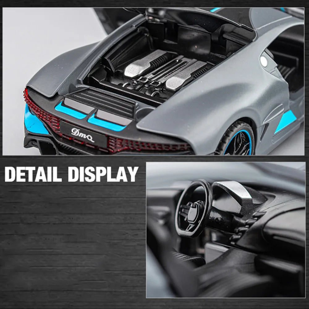 1/32 Alloy Diecasts Metal Toy Car Model Bugatti Divo Toy Vehicles Miniature Car Model with Light Toys for Boys Kids Christmas Gi