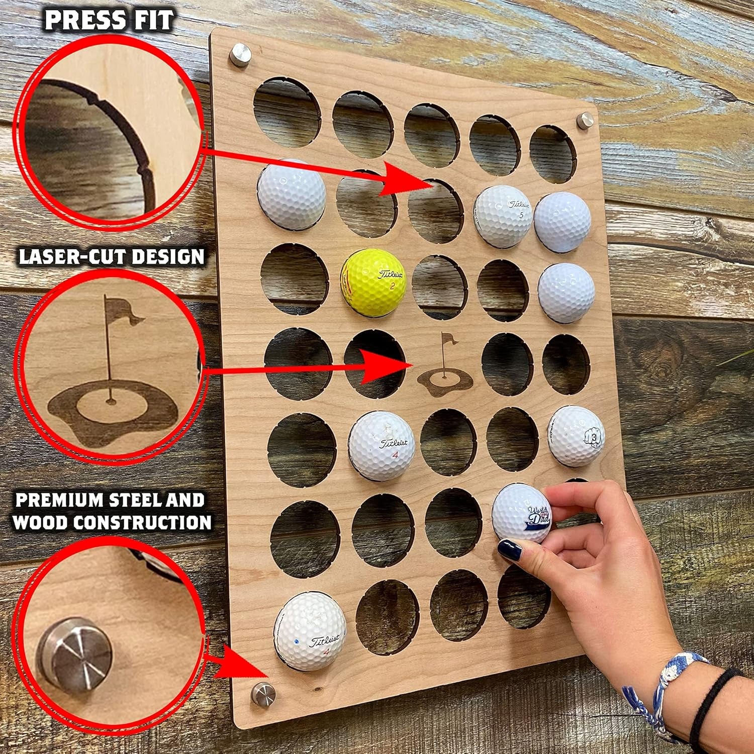 Golf Ball Display Holder Collector’S Case Holds Golf Balls Wall Mount Decor