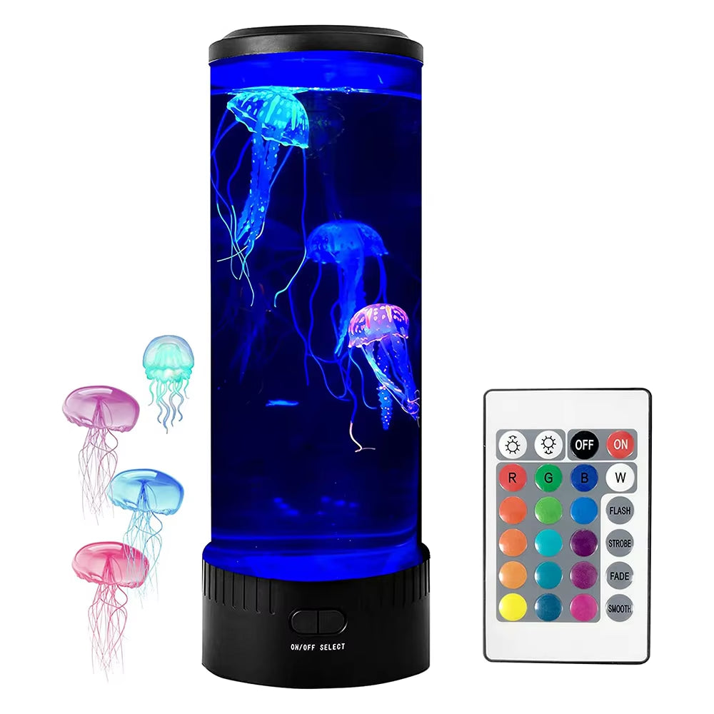 Jellyfish Lamp Color Changing Remote Control Aquarium Tank LED Night Light Birthday Gift USB Charging Relaxing Mood