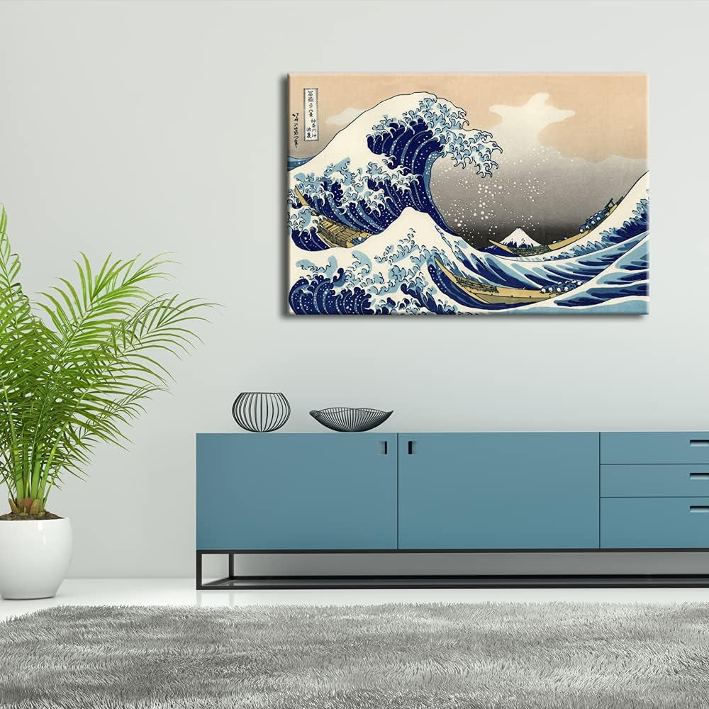 Great Wave of Kanagawa Katsushika Hokusai Giclee Canvas Prints Wall Art Abstract Seascape Pictures Paintings for Living Room Home Decorations Large Modern Stretched and Framed Sea Artwork