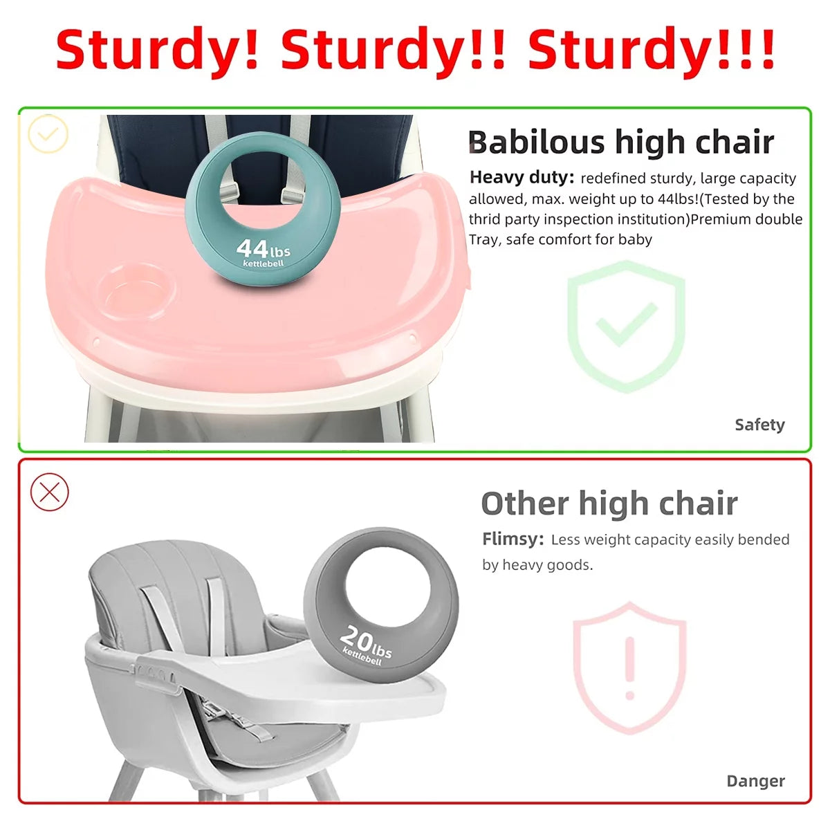 XUDREZ 4-In-1 Baby High Chair Portable Baby Dining Chairs Eat & Play Convertible High Chair with Five-Point Snap Button, Double-Layer Dinner Plate and Toy Rack, Purple