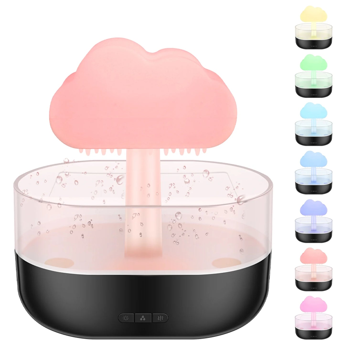 Rain Cloud Humidifier Water Drip,Mushroom Diffuser,Cloud Humidifier Rain Drop,Rain Cloud Diffuser with 7 Light Colours,Waterfall Lamp Humidifier Rain Sounds for Relax Sleeping,200Ml