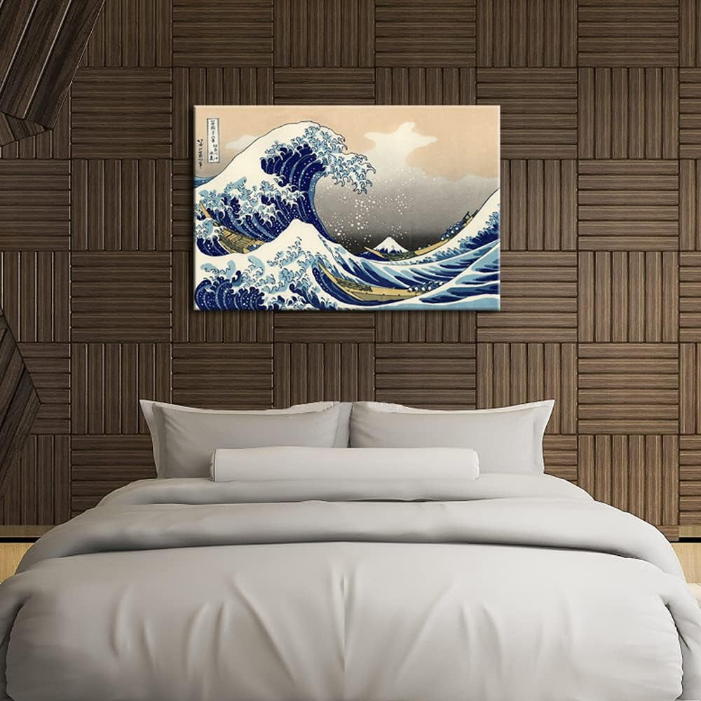 Great Wave of Kanagawa Katsushika Hokusai Giclee Canvas Prints Wall Art Abstract Seascape Pictures Paintings for Living Room Home Decorations Large Modern Stretched and Framed Sea Artwork