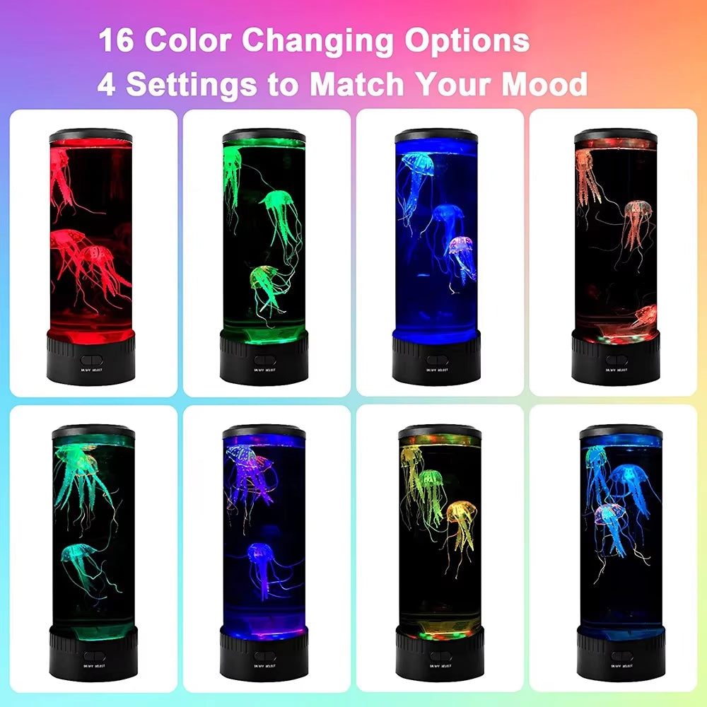 Jellyfish Lamp Color Changing Remote Control Aquarium Tank LED Night Light Birthday Gift USB Charging Relaxing Mood