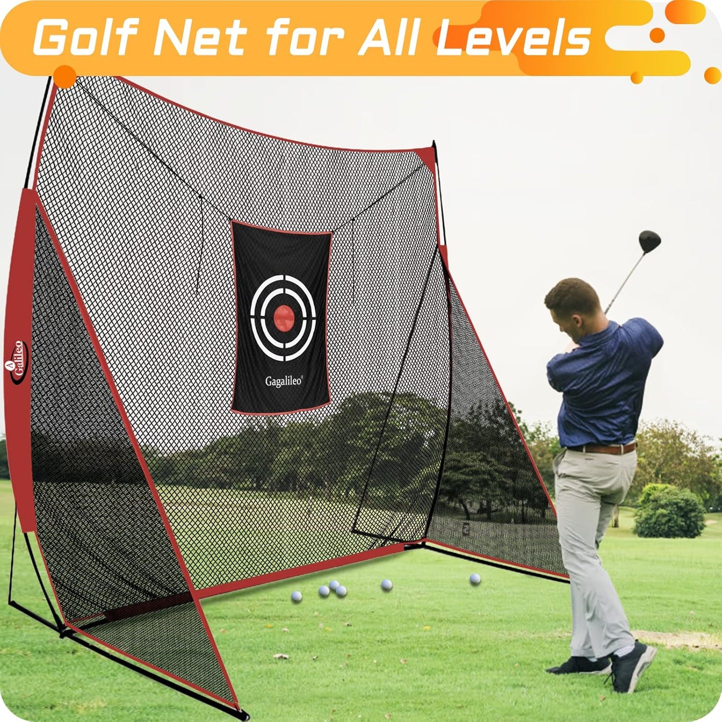 Golf Practice Net,Golf Net,Golf Nets for Backyard Driving,Golf Net for Indoor Use,Heavy Duty Golf Net with Target and Carry Bag,7X7/7X8Ft Easy Assemble and Fold